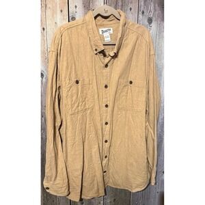 Duluth Trading Heavy Weight Tan Long Sleeve Button Down Shirt Sz 3XL Tall TubA2